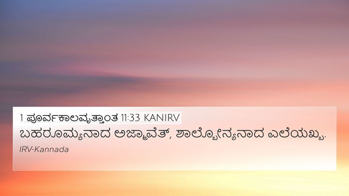 1 ಪೂರ್ವಕಾಲವೃತ್ತಾಂತ 11:33 KANIRV Bible Verse Image