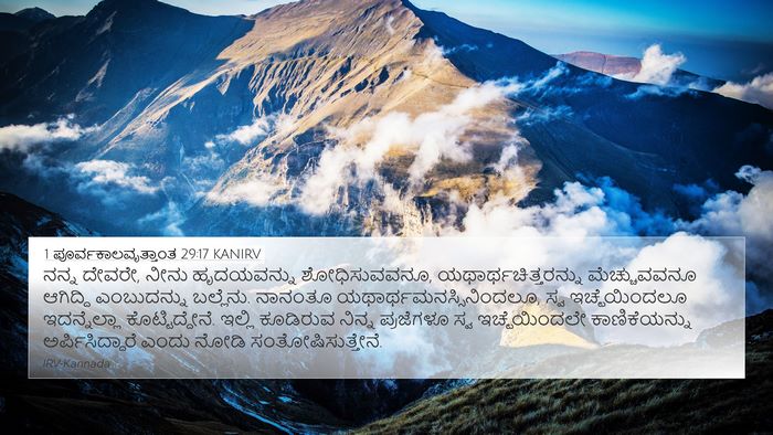 1 ಪೂರ್ವಕಾಲವೃತ್ತಾಂತ 29:17 KANIRV Bible Verse Image