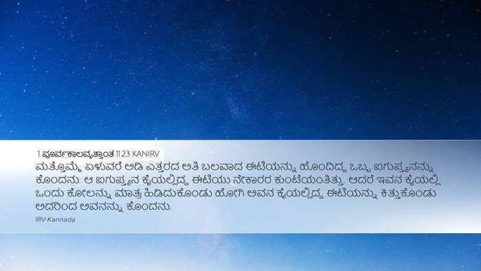 1 ಪೂರ್ವಕಾಲವೃತ್ತಾಂತ 11:23 KANIRV Bible Verse Image