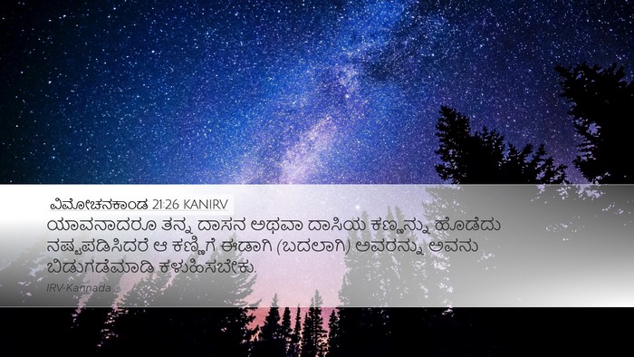 ವಿಮೋಚನಕಾಂಡ 21:26 KANIRV Desktop Wallpaper - ಯಾವನಾದರೂ ತನ್ನ - Desktop Bible Verse Wallpaper