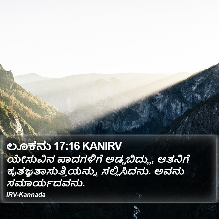 ಲೂಕನು 17:16 KANIRV - ಯೇಸುವಿನ ಪಾದಗಳಿಗೆ