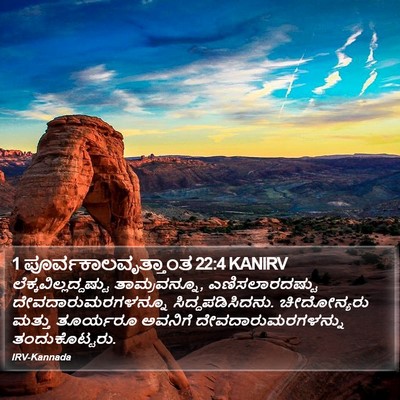 1 ಪೂರ್ವಕಾಲವೃತ್ತಾಂತ 22:4 KANIRV Bible Verse Image