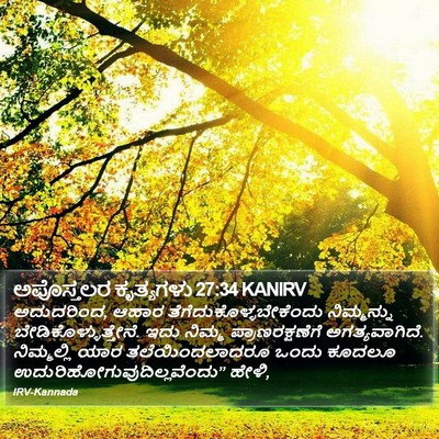 ಅಪೊಸ್ತಲರ ಕೃತ್ಯಗಳು 27:34 KANIRV Bible Verse Image