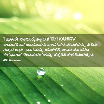 Picture 02 - 1 ಪೂರ್ವಕಾಲವೃತ್ತಾಂತ 19:4 KANIRV - ಆದುದರಿಂದ ಹಾನೂನನು - Bible Verse Picture