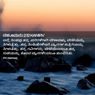 Picture 02 - ನಹೂಮನು 2:12 KANIRV - ಅಲ್ಲಿ ಸಿಂಹವು ತನ್ನ - Bible Verse Picture