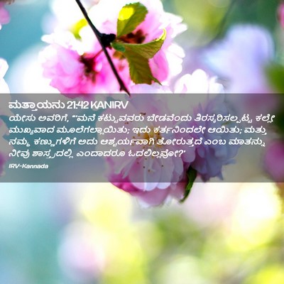 Picture 02 - ಮತ್ತಾಯನು 21:42 KANIRV - ಯೇಸು ಅವರಿಗೆ, “‘ಮನೆ - Bible Verse Picture