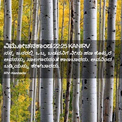 Picture 02 - ವಿಮೋಚನಕಾಂಡ 22:25 KANIRV - ನನ್ನ ಜನರಲ್ಲಿ ಒಬ್ಬ - Bible Verse Picture