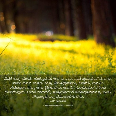 Picture 03 - 1 ಪೂರ್ವಕಾಲವೃತ್ತಾಂತ 22:9 KANIRV - ನಿನಗೆ ಒಬ್ಬ ಮಗನು - Bible Verse Picture