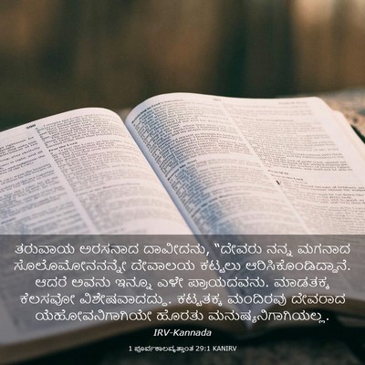 Picture 03 - 1 ಪೂರ್ವಕಾಲವೃತ್ತಾಂತ 29:1 KANIRV - ತರುವಾಯ ಅರಸನಾದ - Bible Verse Picture
