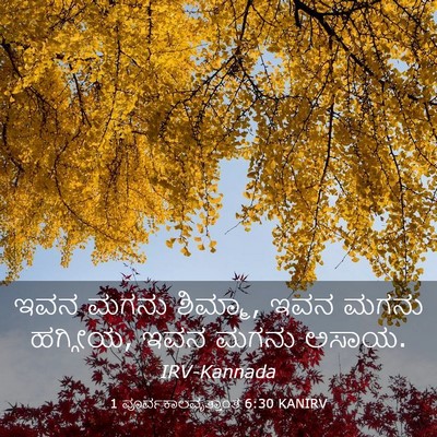Picture 03 - 1 ಪೂರ್ವಕಾಲವೃತ್ತಾಂತ 6:30 KANIRV - ಇವನ ಮಗನು ಶಿಮ್ಮಾ, - Bible Verse Picture