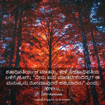 Picture 03 - ಅಪೊಸ್ತಲರ ಕೃತ್ಯಗಳು 22:26 KANIRV - ಶತಾಧಿಪತಿಯು ಆ - Bible Verse Picture