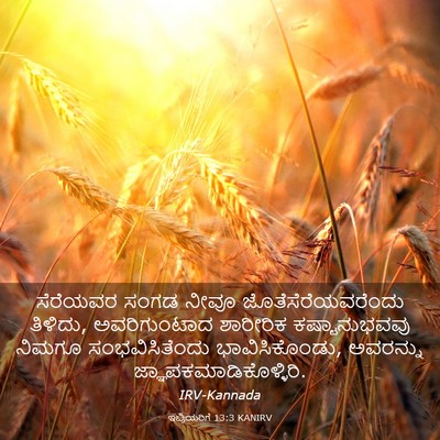 Picture 03 - ಇಬ್ರಿಯರಿಗೆ 13:3 KANIRV - ಸೆರೆಯವರ ಸಂಗಡ ನೀವೂ - Bible Verse Picture