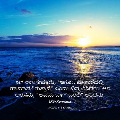 Picture 03 - ಎಸ್ತೇರಳು 6:5 KANIRV - ಆಗ ರಾಜಸೇವಕರು, “ಇಗೋ, - Bible Verse Picture