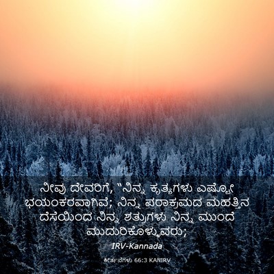 Picture 03 - ಕೀರ್ತನೆಗಳು 66:3 KANIRV - ನೀವು ದೇವರಿಗೆ, - Bible Verse Picture