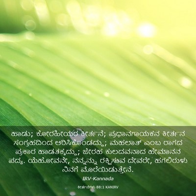 Picture 03 - ಕೀರ್ತನೆಗಳು 88:1 KANIRV - ಹಾಡು; ಕೋರಹೀಯರ - Bible Verse Picture