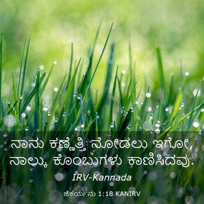 Picture 03 - ಜೆಕರ್ಯನು 1:18 KANIRV - ನಾನು ಕಣ್ಣೆತ್ತಿ - Bible Verse Picture
