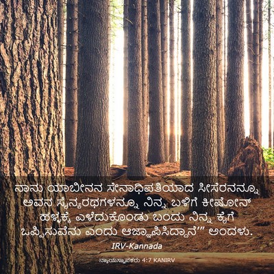 Picture 03 - ನ್ಯಾಯಸ್ಥಾಪಕರು 4:7 KANIRV - ನಾನು ಯಾಬೀನನ - Bible Verse Picture