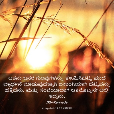 Picture 03 - ಮತ್ತಾಯನು 14:23 KANIRV - ಆತನು ಜನರ - Bible Verse Picture
