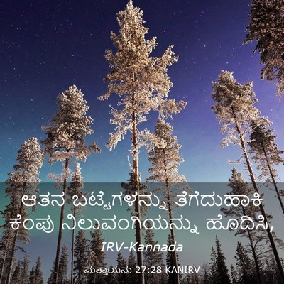 Picture 03 - ಮತ್ತಾಯನು 27:28 KANIRV - ಆತನ ಬಟ್ಟೆಗಳನ್ನು - Bible Verse Picture