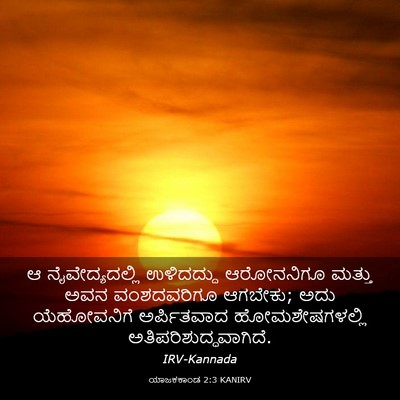 Picture 03 - ಯಾಜಕಕಾಂಡ 2:3 KANIRV - ಆ ನೈವೇದ್ಯದಲ್ಲಿ - Bible Verse Picture