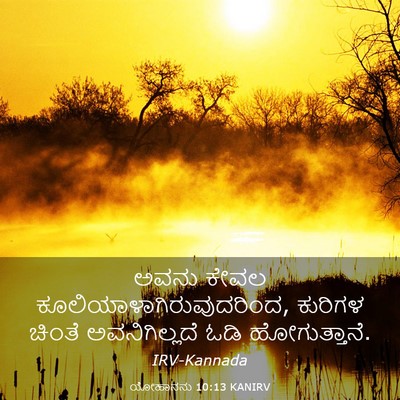 Picture 03 - ಯೋಹಾನನು 10:13 KANIRV - ಅವನು ಕೇವಲ - Bible Verse Picture