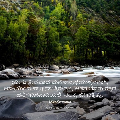 Picture 03 - ಲೂಕನು 22:44 KANIRV - ಯೇಸು ತೀವ್ರವಾದ - Bible Verse Picture