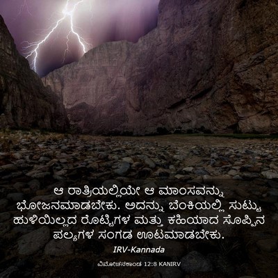 Picture 03 - ವಿಮೋಚನಕಾಂಡ 12:8 KANIRV - ಆ ರಾತ್ರಿಯಲ್ಲಿಯೇ ಆ - Bible Verse Picture