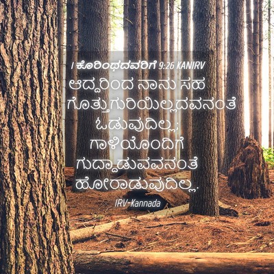 Picture 04 - 1 ಕೊರಿಂಥದವರಿಗೆ 9:26 KANIRV - ಆದ್ದರಿಂದ ನಾನು ಸಹ - Bible Verse Picture