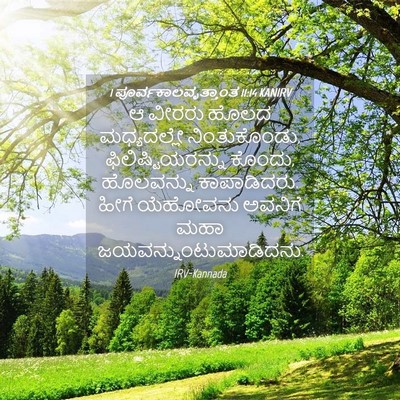Picture 04 - 1 ಪೂರ್ವಕಾಲವೃತ್ತಾಂತ 11:14 KANIRV - ಆ ವೀರರು ಹೊಲದ - Bible Verse Picture