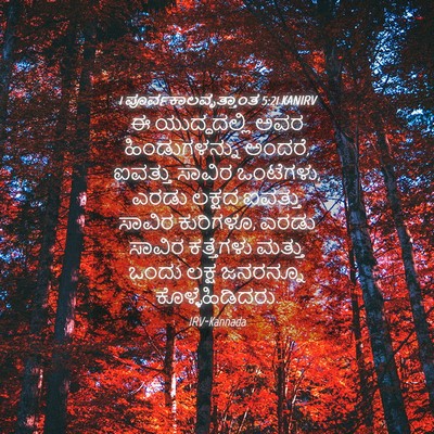 Picture 04 - 1 ಪೂರ್ವಕಾಲವೃತ್ತಾಂತ 5:21 KANIRV - ಈ ಯುದ್ಧದಲ್ಲಿ ಅವರ - Bible Verse Picture