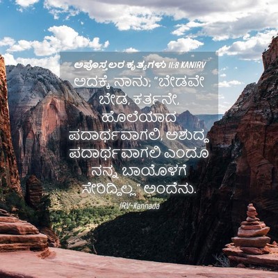 Picture 04 - ಅಪೊಸ್ತಲರ ಕೃತ್ಯಗಳು 11:8 KANIRV - ಅದಕ್ಕೆ ನಾನು; - Bible Verse Picture