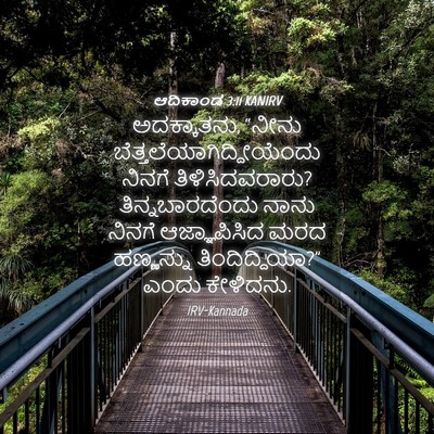 Picture 04 - ಆದಿಕಾಂಡ 3:11 KANIRV - ಅದಕ್ಕಾತನು, “ನೀನು - Bible Verse Picture