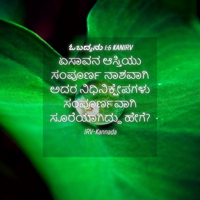 Picture 04 - ಓಬದ್ಯನು 1:6 KANIRV - ಏಸಾವನ ಆಸ್ತಿಯು - Bible Verse Picture