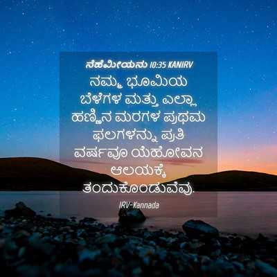 Picture 04 - ನೆಹೆಮೀಯನು 10:35 KANIRV - ನಮ್ಮ ಭೂಮಿಯ ಬೆಳೆಗಳ - Bible Verse Picture