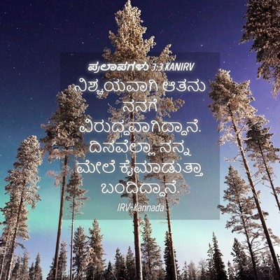 Picture 04 - ಪ್ರಲಾಪಗಳು 3:3 KANIRV - ನಿಶ್ಚಯವಾಗಿ ಆತನು - Bible Verse Picture