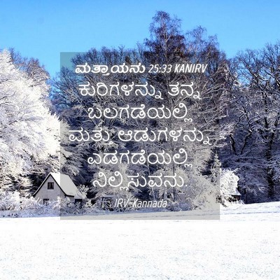 Picture 04 - ಮತ್ತಾಯನು 25:33 KANIRV - ಕುರಿಗಳನ್ನು ತನ್ನ - Bible Verse Picture