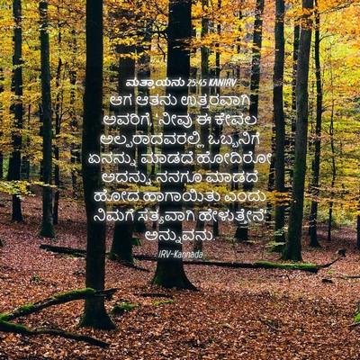 Picture 04 - ಮತ್ತಾಯನು 25:45 KANIRV - ಆಗ ಆತನು ಉತ್ತರವಾಗಿ - Bible Verse Picture