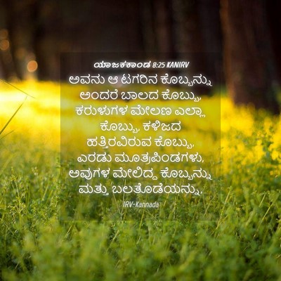 Picture 04 - ಯಾಜಕಕಾಂಡ 8:25 KANIRV - ಅವನು ಆ ಟಗರಿನ - Bible Verse Picture
