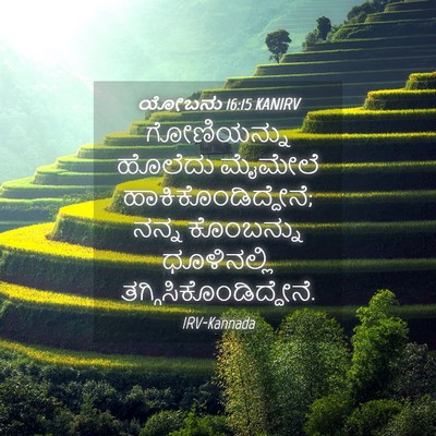 Picture 04 - ಯೋಬನು 16:15 KANIRV - ಗೋಣಿಯನ್ನು ಹೊಲೆದು - Bible Verse Picture