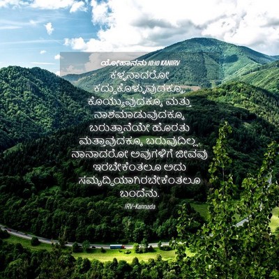 Picture 04 - ಯೋಹಾನನು 10:10 KANIRV - ಕಳ್ಳನಾದರೋ - Bible Verse Picture