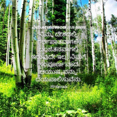 Picture 04 - ವಿಮೋಚನಕಾಂಡ 23:26 KANIRV - ನಿಮ್ಮ ದೇಶದಲ್ಲಿ - Bible Verse Picture