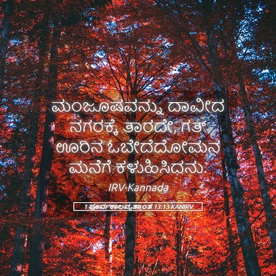 Picture 05 - 1 ಪೂರ್ವಕಾಲವೃತ್ತಾಂತ 13:13 KANIRV - ಮಂಜೂಷವನ್ನು ದಾವೀದ - Bible Verse Picture