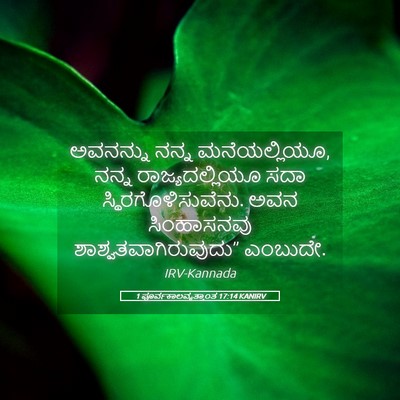 Picture 05 - 1 ಪೂರ್ವಕಾಲವೃತ್ತಾಂತ 17:14 KANIRV - ಅವನನ್ನು ನನ್ನ - Bible Verse Picture