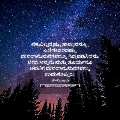 Picture 05 - 1 ಪೂರ್ವಕಾಲವೃತ್ತಾಂತ 22:4 KANIRV -  - Bible Verse Picture