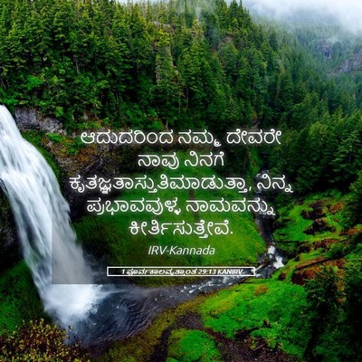 Picture 05 - 1 ಪೂರ್ವಕಾಲವೃತ್ತಾಂತ 29:13 KANIRV - ಆದುದರಿಂದ ನಮ್ಮ - Bible Verse Picture
