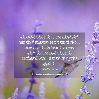 Picture 05 - 1 ಪೂರ್ವಕಾಲವೃತ್ತಾಂತ 3:2 KANIRV - ಮೂರನೆಯವನು - Bible Verse Picture