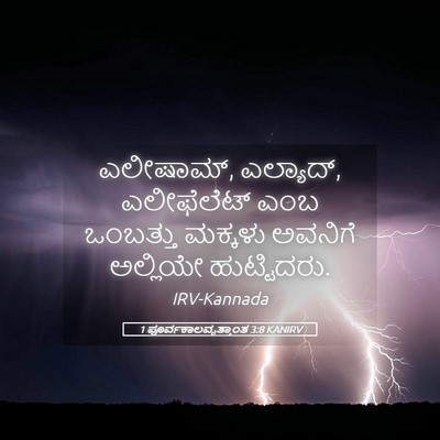 Picture 05 - 1 ಪೂರ್ವಕಾಲವೃತ್ತಾಂತ 3:8 KANIRV - ಎಲೀಷಾಮ್, ಎಲ್ಯಾದ್, - Bible Verse Picture