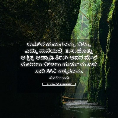 Picture 05 - 2 ಅರಸುಗಳು 4:35 KANIRV - ಆಮೇಲೆ ಹುಡುಗನನ್ನು - Bible Verse Picture