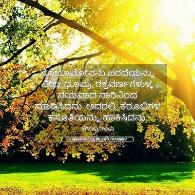 Picture 05 - 2 ಪೂರ್ವಕಾಲವೃತ್ತಾಂತ 3:14 KANIRV - ಸೊಲೊಮೋನನು - Bible Verse Picture