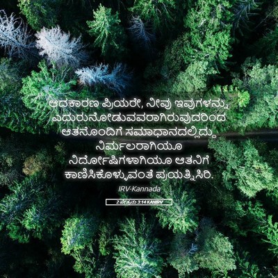 Picture 05 - 2 ಪೇತ್ರನು 3:14 KANIRV - ಆದಕಾರಣ ಪ್ರಿಯರೇ, - Bible Verse Picture